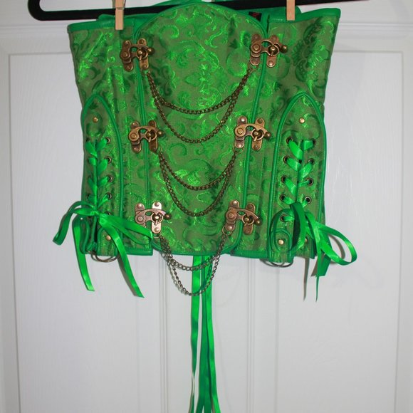 Emerald Green Corset | Steampunk | Costume Cosplay - Picture 2 of 6